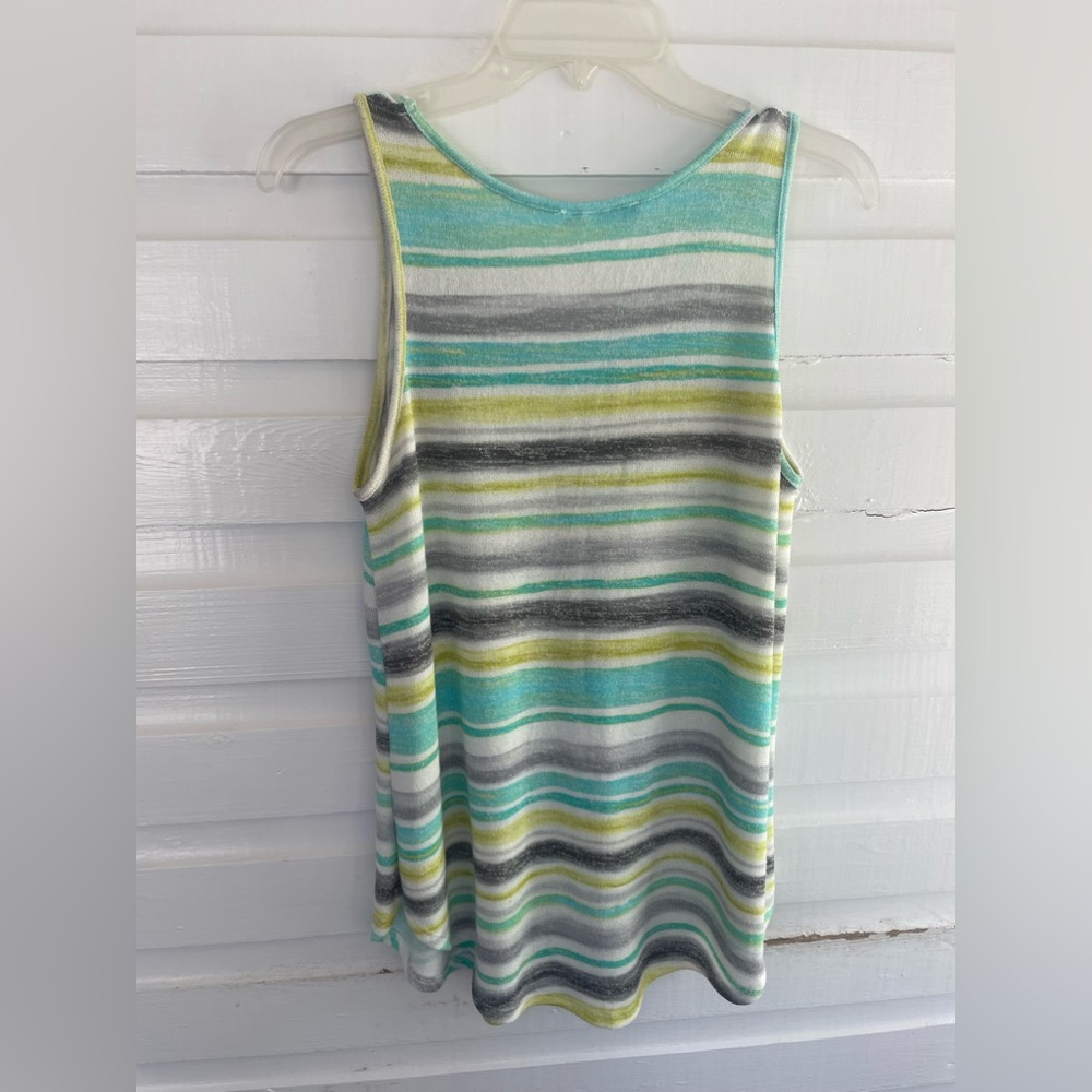 Gyft Lightweight Soft Mint Green Gray Sweater Tank Top V-Neck Size M - Picture 4 of 5